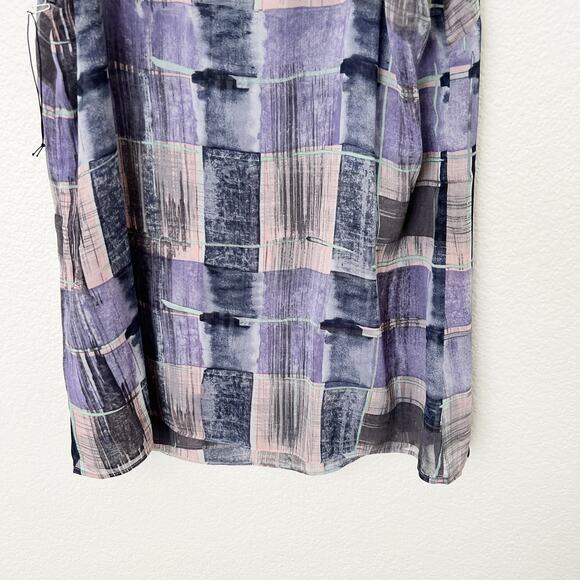 [CAbi] Quiz Top #4361 Purple Abstract Plaid Sleeveless V-Neck Blouse Sz Small S - Picture 7 of 11